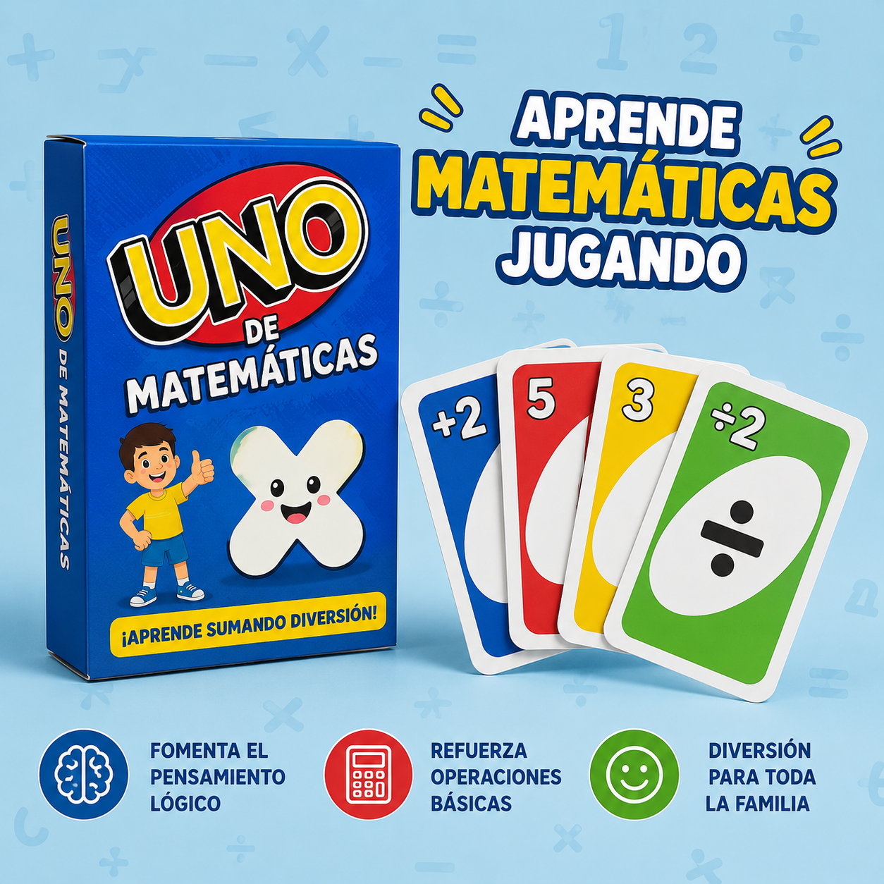 UNO Matemáticas — Juego de Cartas Imprimible para Niños